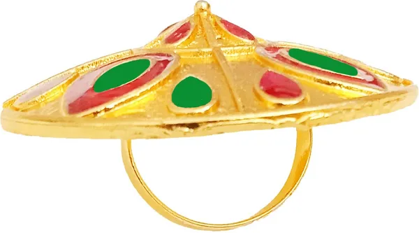 Assamese_Traditional_Copper_Gold_Plated_Red_Green_Colour_Fingering_For_Girls_&_Women